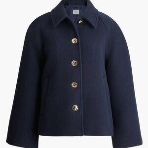 NEW J.Crew Women's Cropped wool-blend Navy blue swing coat Jacket Sz M $298